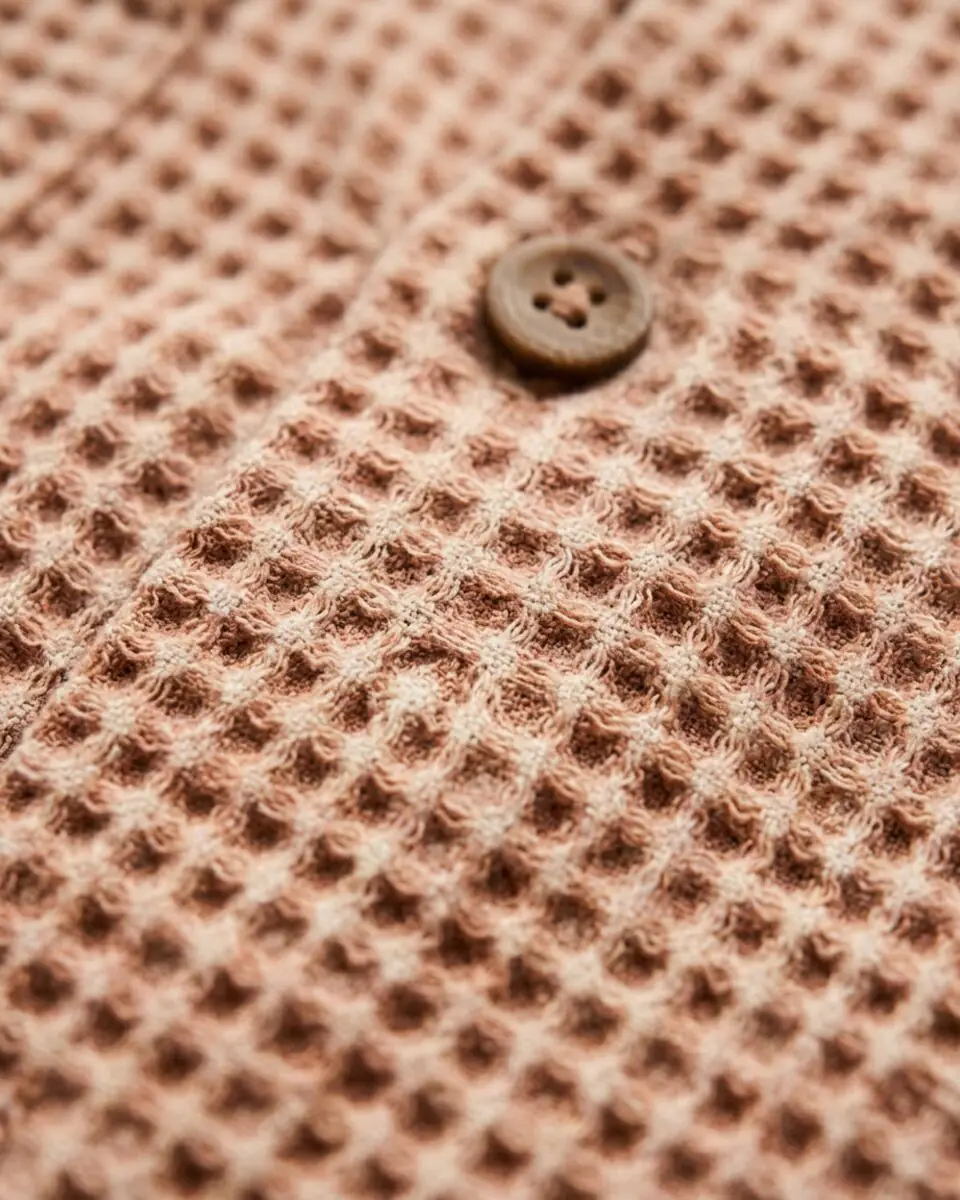 River Bleached Gamcha Shirt, fabric texture close-up
