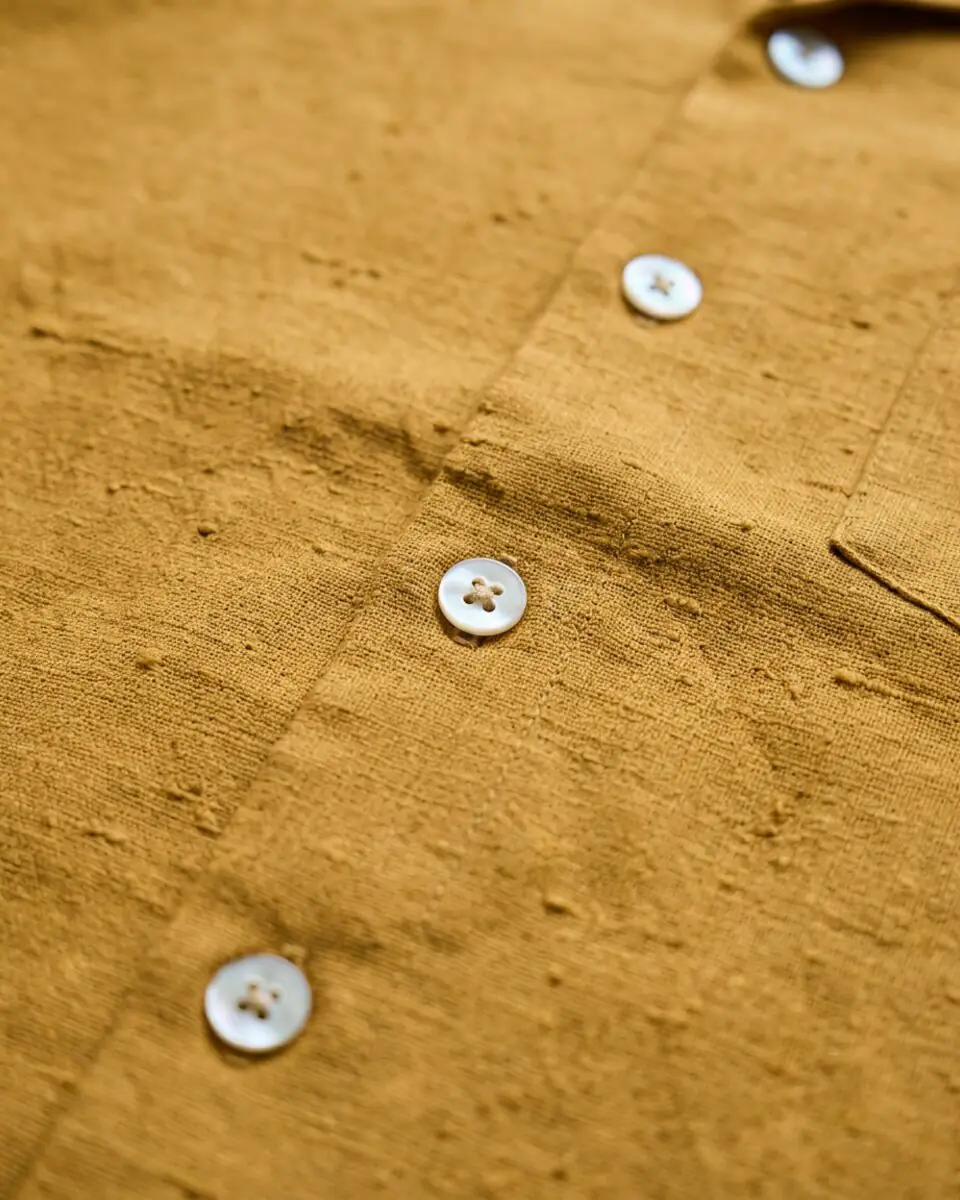 Bengal Heritage Khadi Shirt, buttons and placket close-up