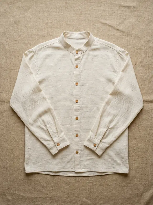 Tangail Draped Band Collar Shirt