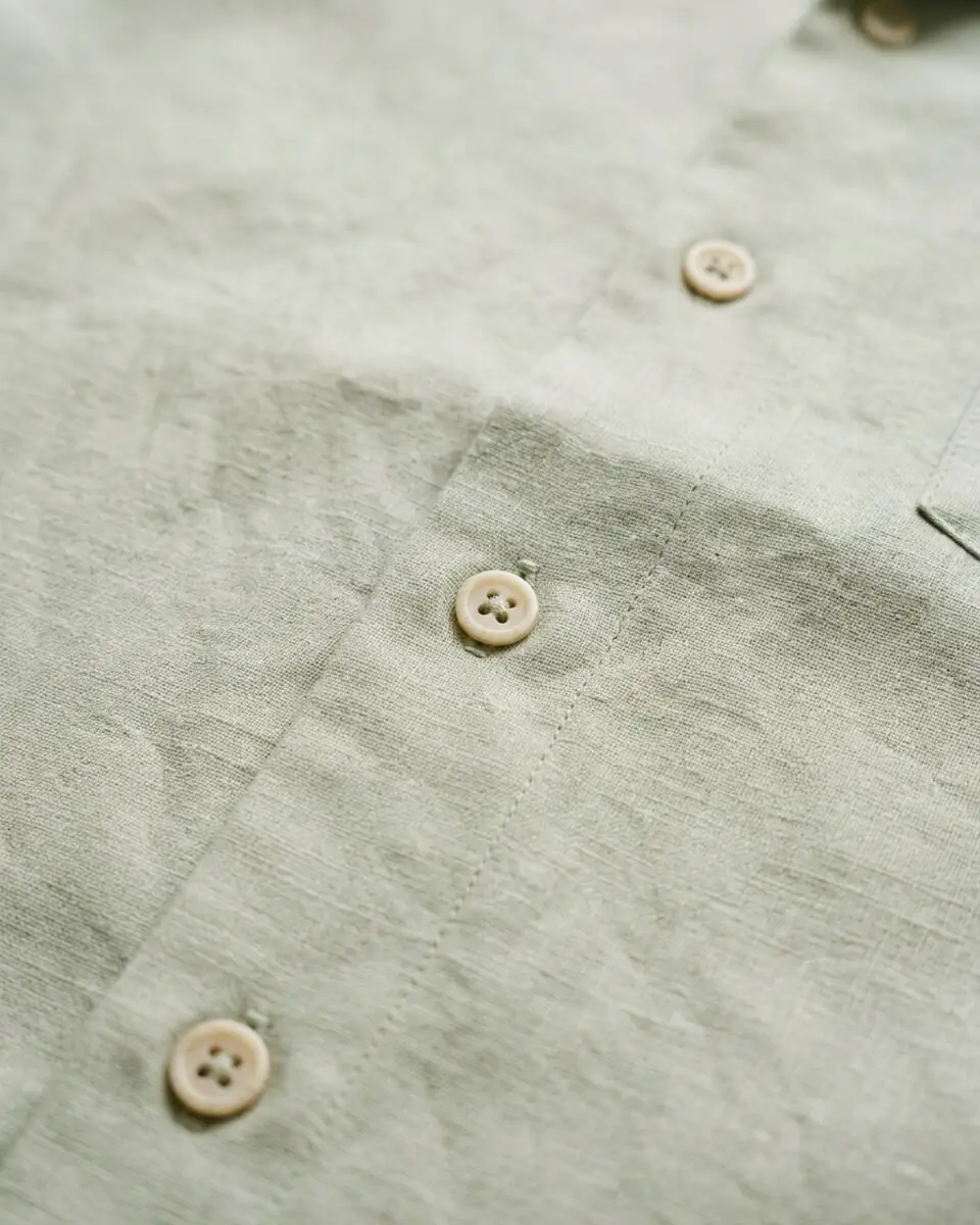 Minimalist Linen-Cotton Shirt, buttons and placket close-up