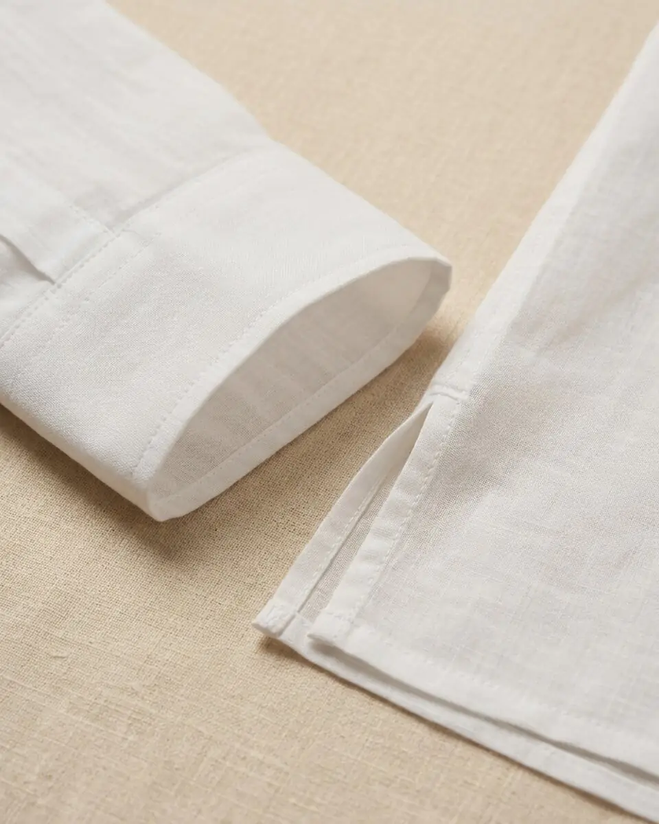 Fine Dhaka 300-Count Muslin Shirt, collar and stitching close-up