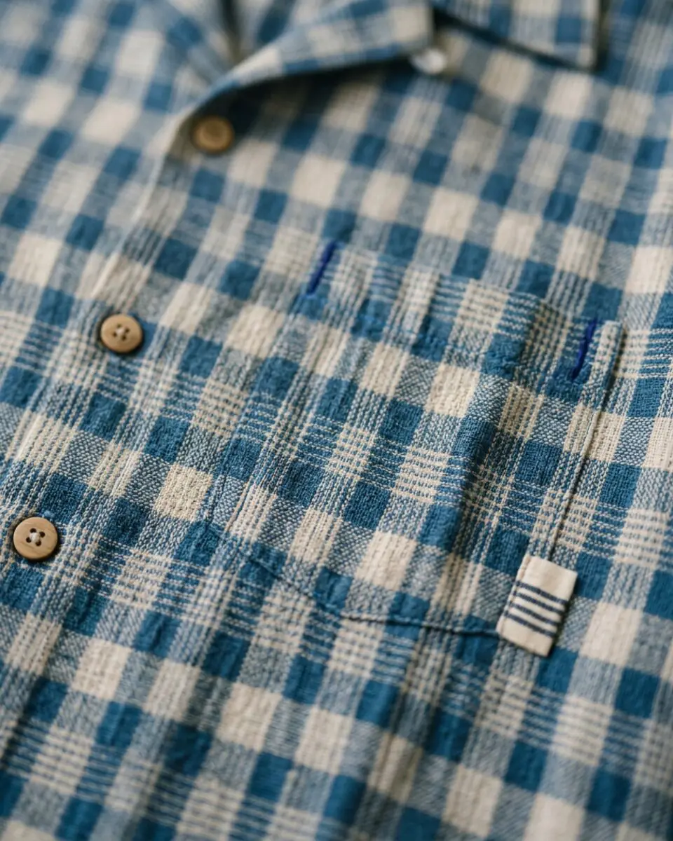 Unbleached Khadi Smock, buttons and placket close-up