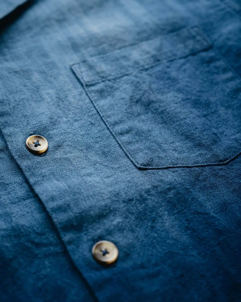 Indigo Hand-Dipped Shirt, fabric texture close-up