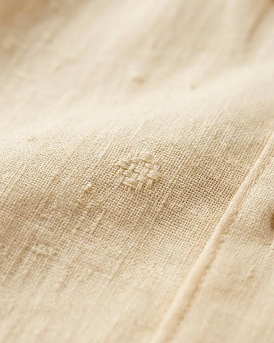 Tangail Cloud Handloom Camp Shirt, fabric texture close-up