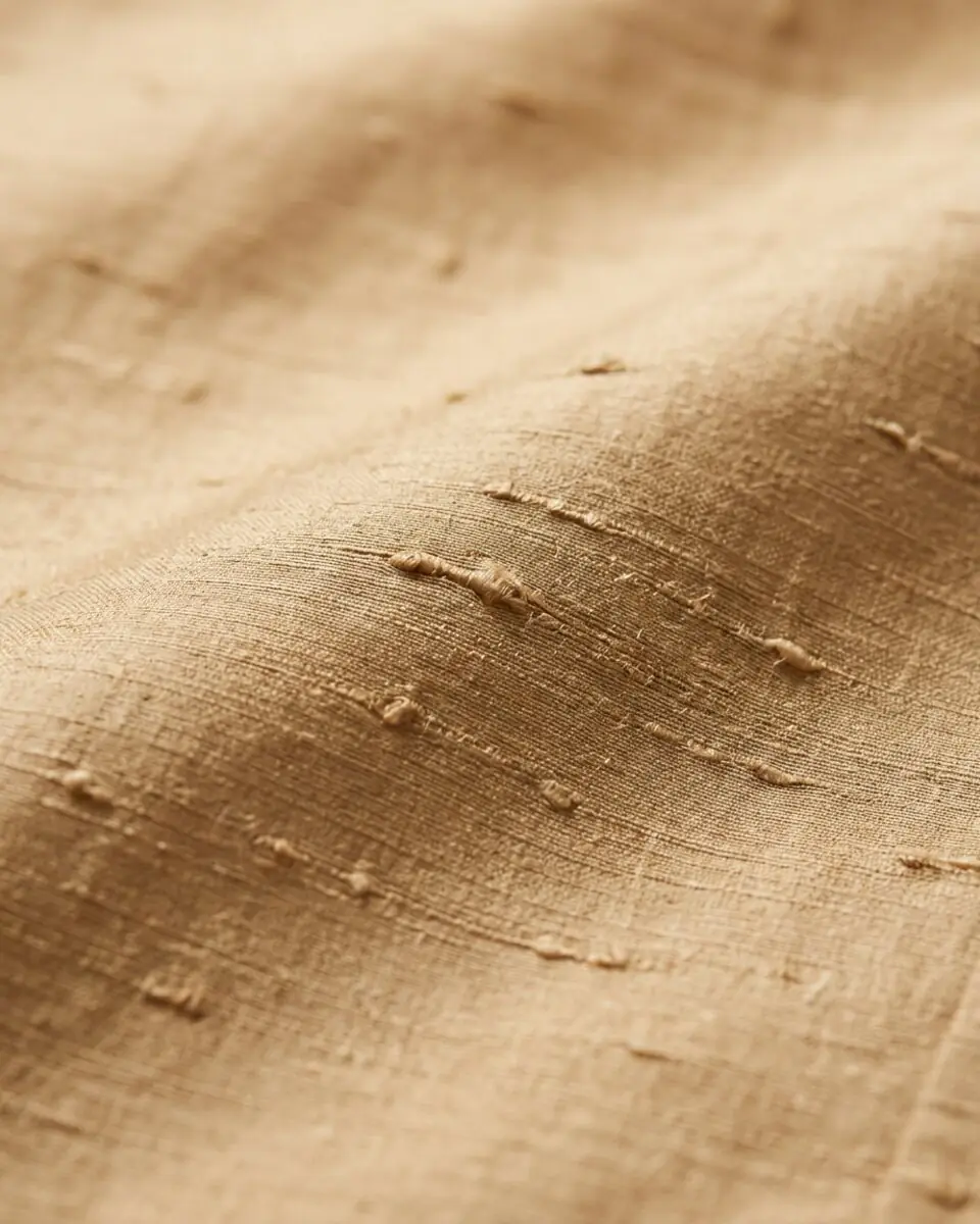 Raw Mulberry Slub Silk Shirt, fabric texture close-up