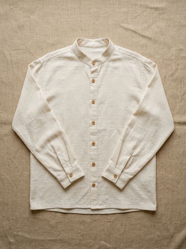 Tangail Draped Band Collar Shirt