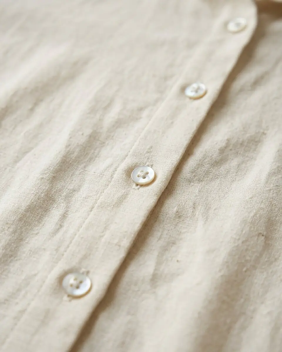 Cloudspun Asymmetric Artisan Shirt, buttons and placket close-up